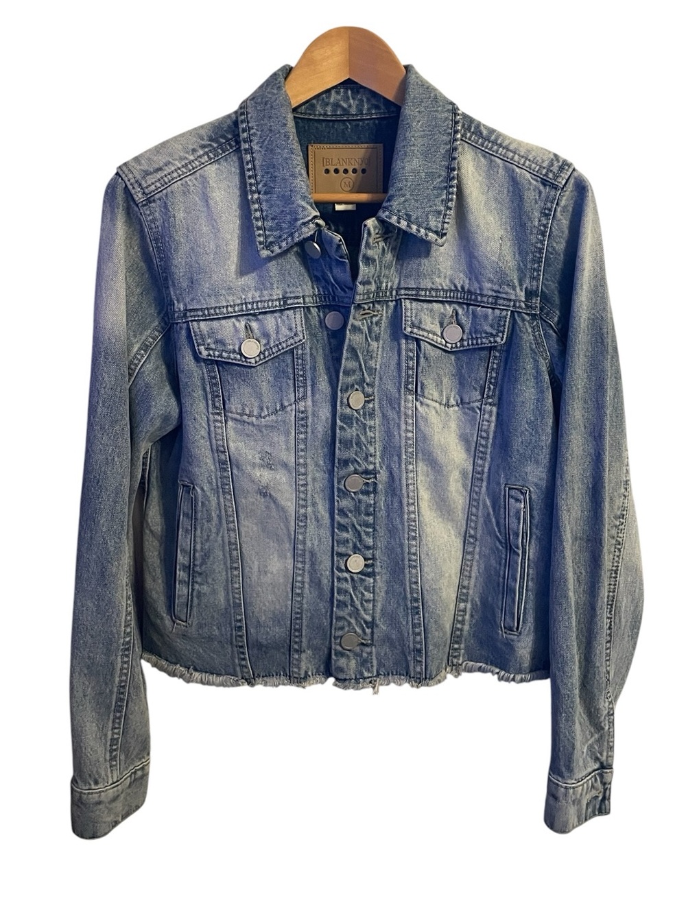 C1- Distressed Blank NYC Washed Light Blue Denim Jacket